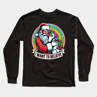 Santa and Unicorn Christmas gift Long Sleeve T-Shirt